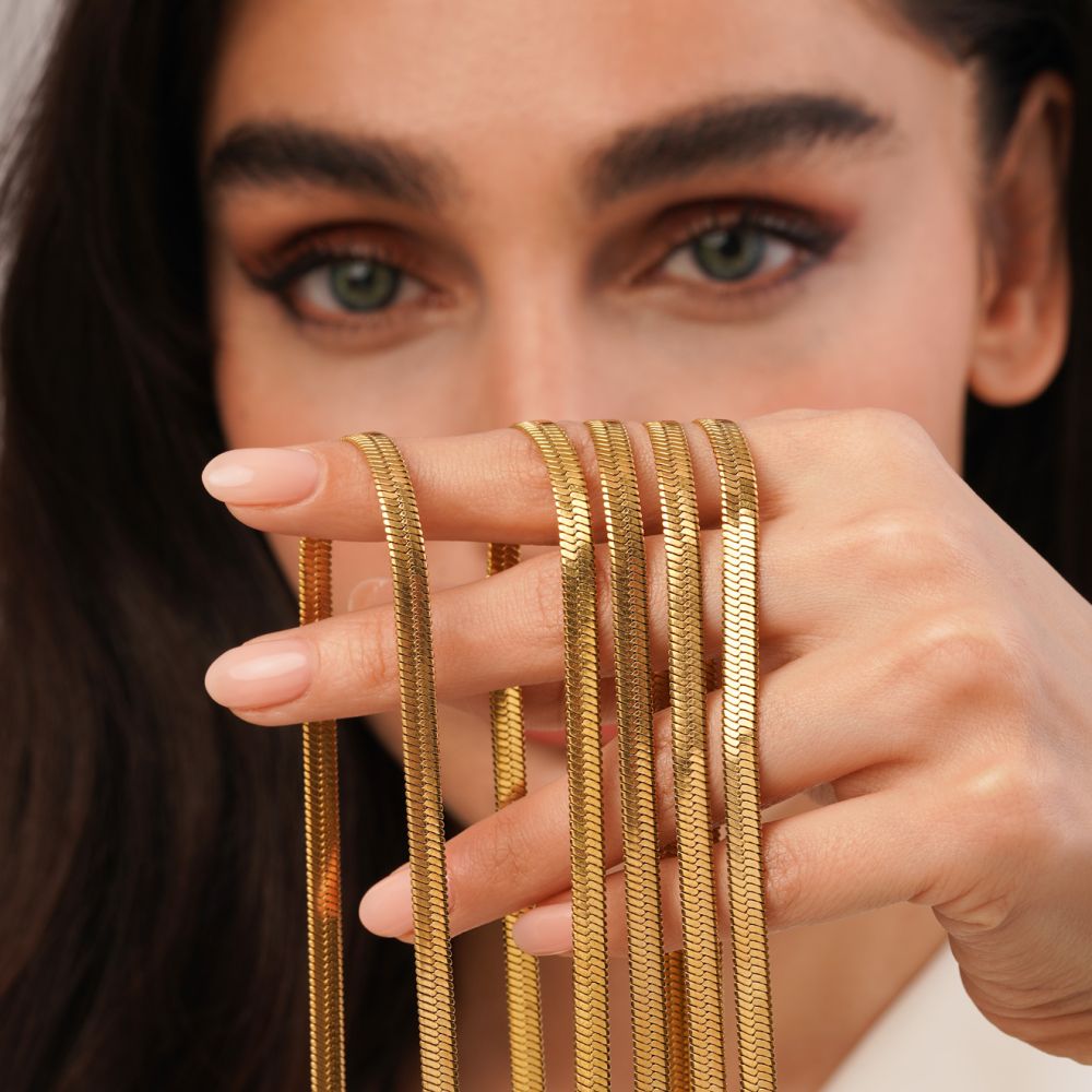 تصویر زنجیر استیل 304 ماری تخت طلایی(بسته5عددی)