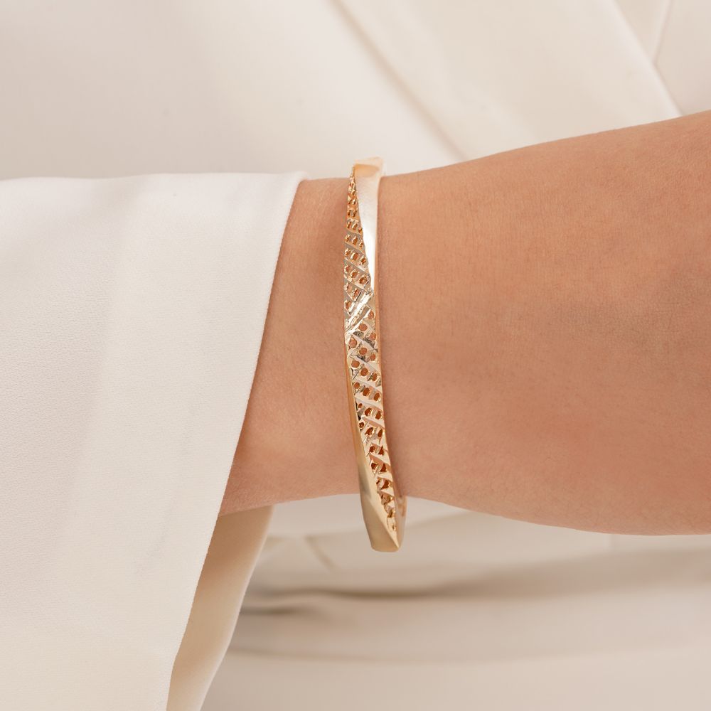 تصویر النگو اپل زنانه ضمانتی 5 میل طلایی کد 505