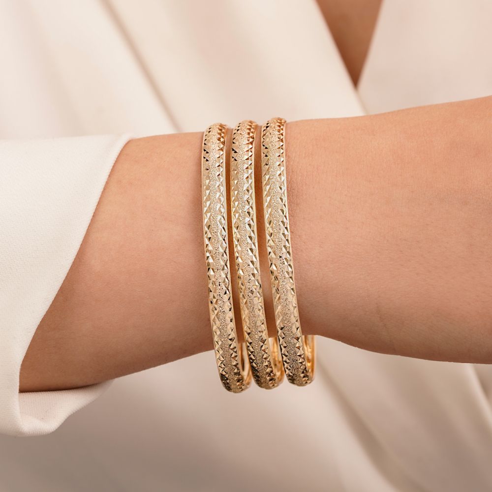 النگو 6میل زنانه سایز 2 طلایی ضمانتی602(بسته3عددی) 