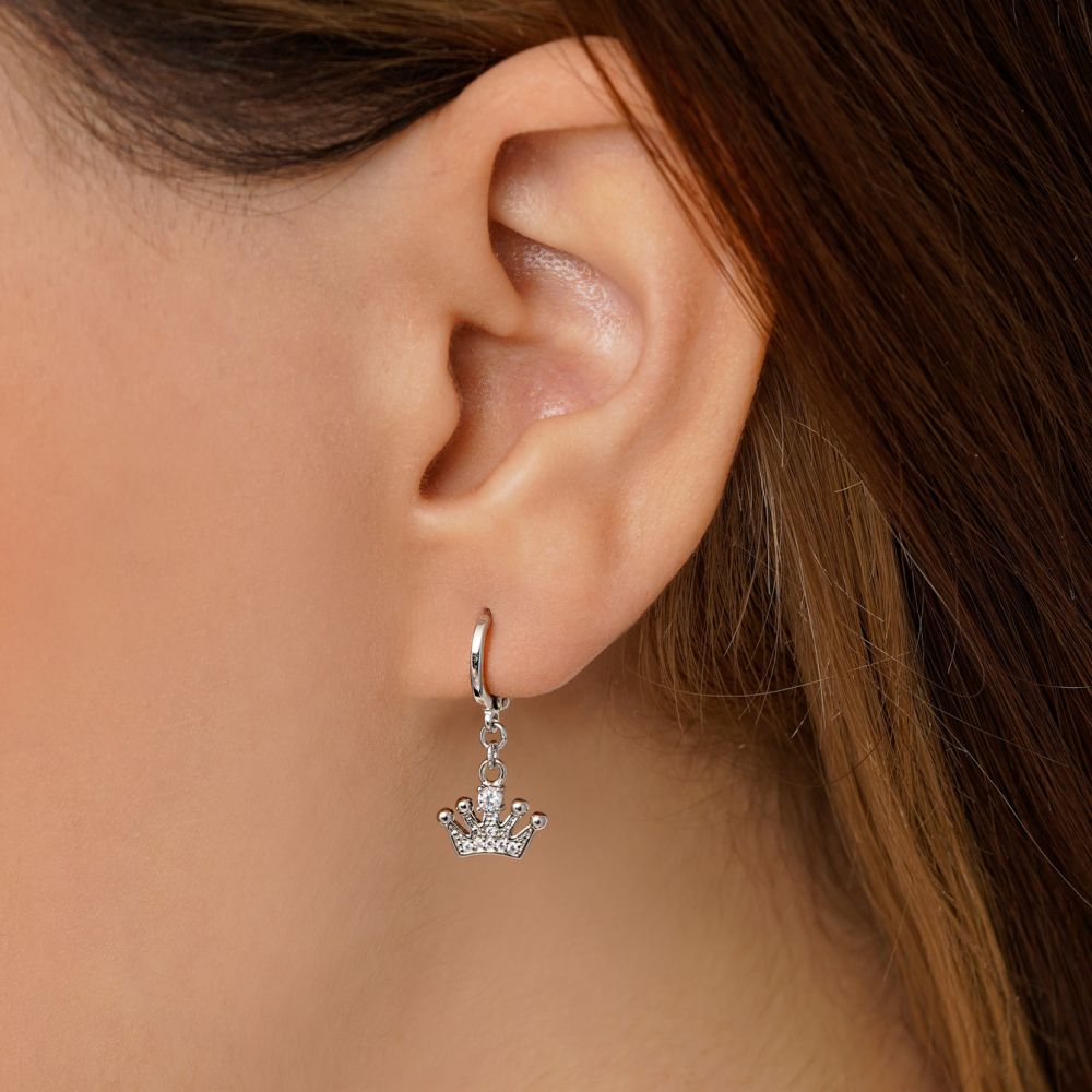 تصویر گوشواره شوپینگ آویزدار سفید