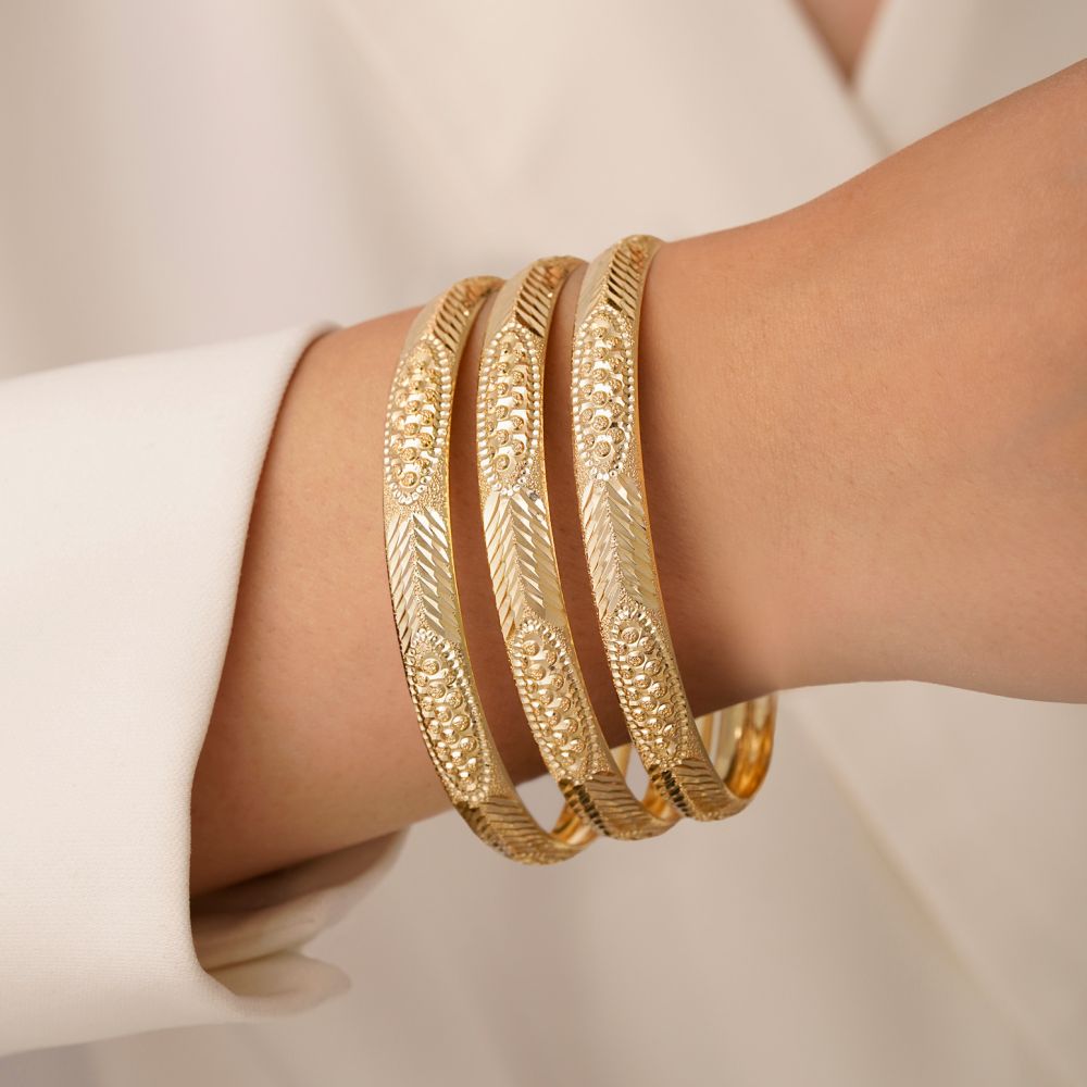 النگو 8 میل زنانه سایز 2 طلایی ضمانتی (بسته 3 عددی)