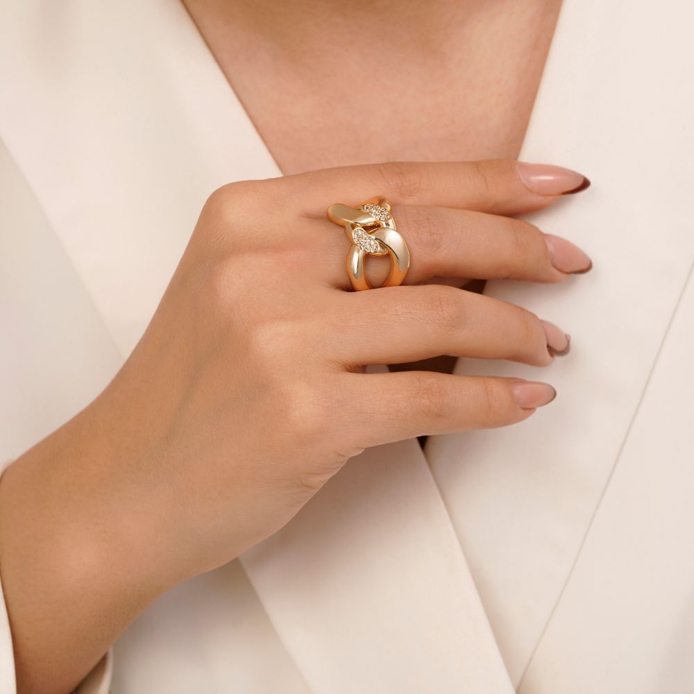 تصویر انگشتر YSX کارتیر نگین دار طلایی (فری سایز)