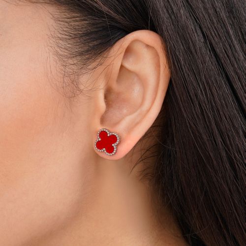 گوشواره استیل304 ونکلیف قرمز سفید