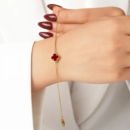 دستبند استیل 304 زنجیری ونکلیف طلایی