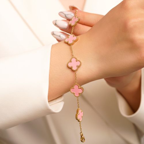 دستبند زنجیری استیل 304 (Van cleef) ون کلیف 15 میل  