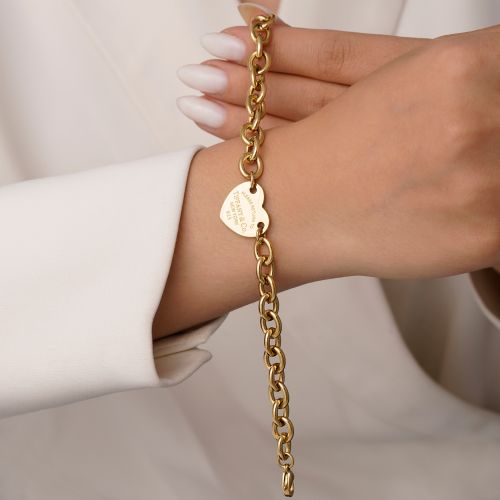 دستبند استیل 304 تیفانی 16.2میل طلایی