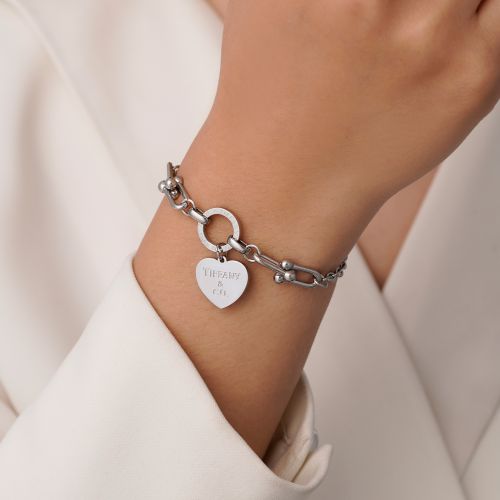 دستبند استیل 304 پلاک دار تیفانی سفید