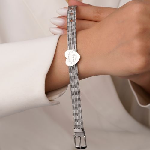 دستبند استیل304  پلاک تیفانی قلب 10میل سفید