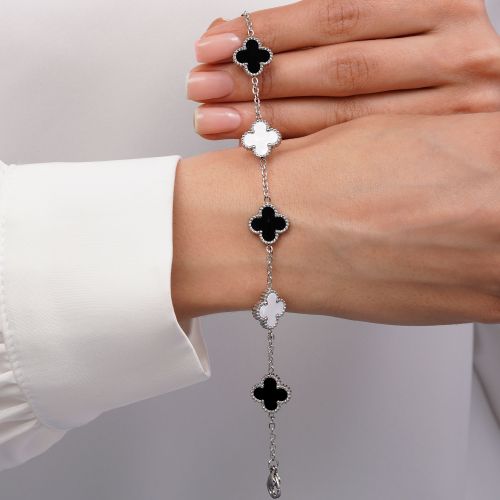 دستبند ونکلیف مشکی،سفید استیل 304 نقره ای 13 میل