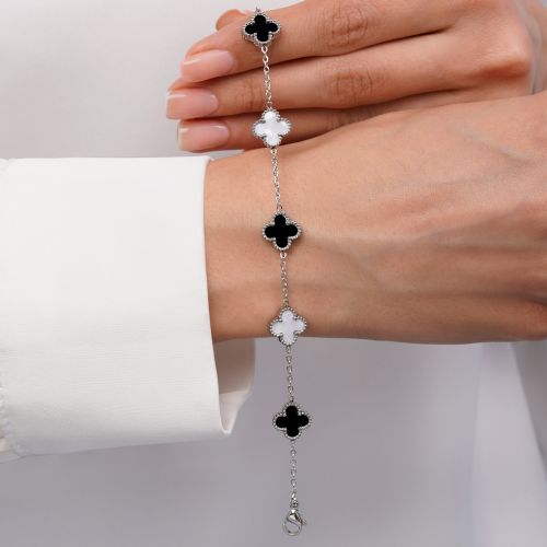 دستبند ونکلیف مشکی،سفید استیل 304 نقره ای 11 میل