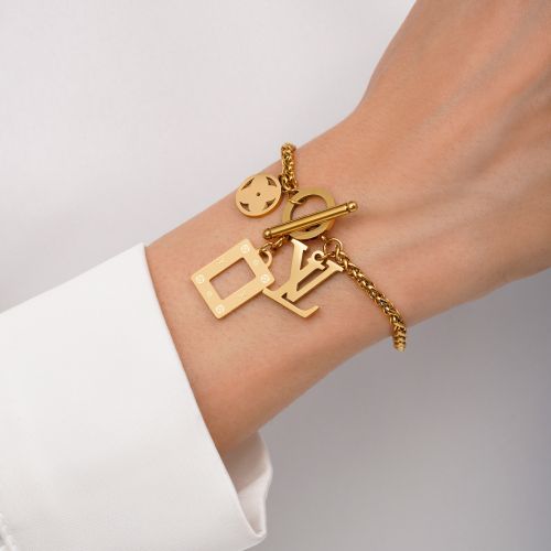 دستبند لویی ویتون استیل 304 طلایی  