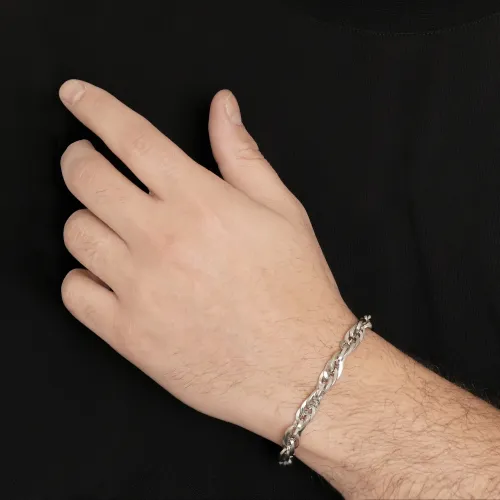 دستبند استیل بافت 7/5 میل 20 سانت سفید