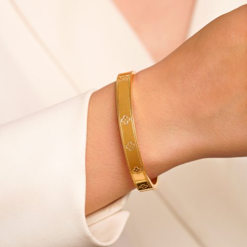 دستبند النگویی استیل 304  Van cleef  ون کلیف 8 میل طلایی
