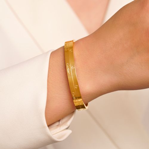 دستبند النگویی استیل 304 Cartier کارتیر 8 میل طلایی