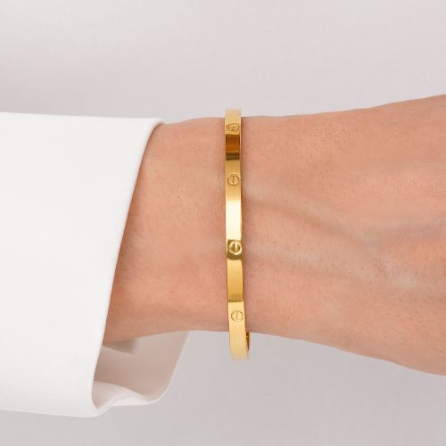 دستبند النگویی کارتیر استیل 304 طلایی 4میل سایز 3