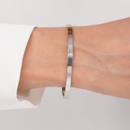 دستبند النگویی کارتیر استیل 304 نقره ای 4میل سایز 3