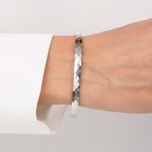 دستبند النگویی تراش استیل 304 نقره ای 5میل سایز 3