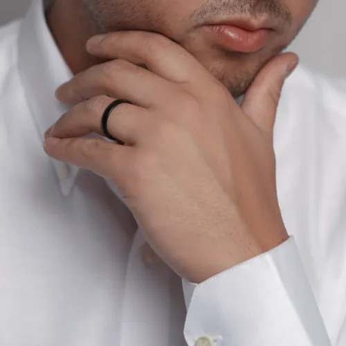 رینگ استیل ساده مردانه مشکی سایز 9