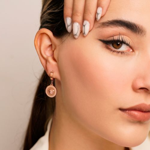 گوشواره استیل 304 حلقه ای Versace ورساچه 15میل رزگلد