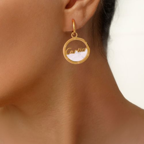 گوشواره استیل 304 کارتیر سفید 22 میل طلایی