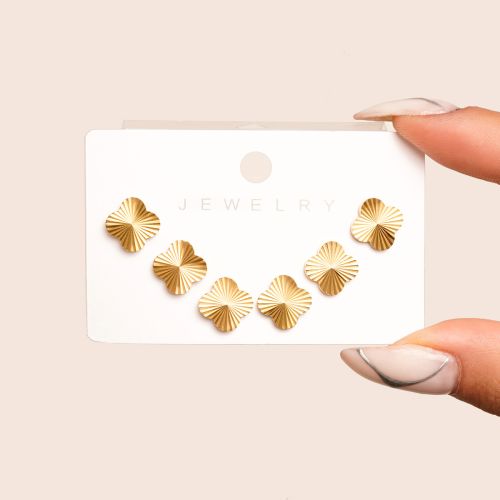 گوشواره استیل 304 میخی 10 میل van cleef ون کلیف طلایی (پک 3 جفتی) 