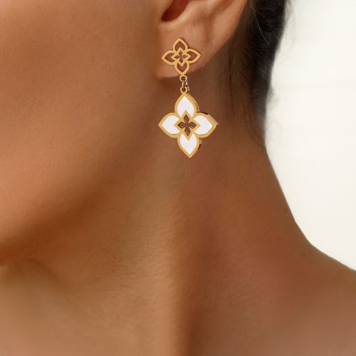 گوشواره استیل 304 سفید 22 میل طلایی
