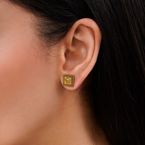 گوشواره ورساجه میخی استیل طلایی 11 میل