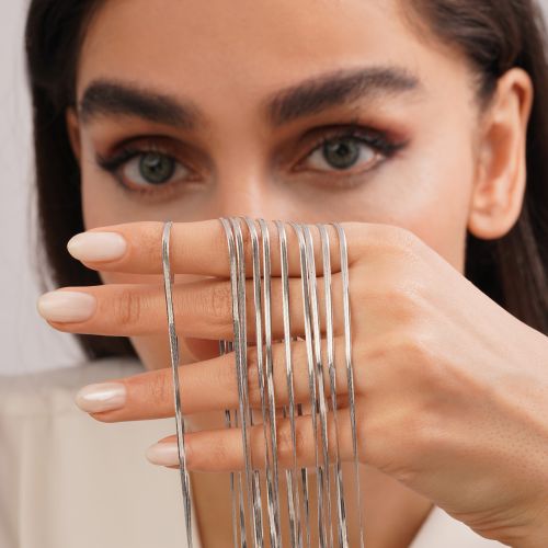 زنجیر ماری تخت نقره ای استیل 304 (بسته 10 عددی )