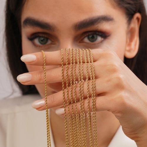 زنجیر طنابی طلایی استیل 304 (بسته 10 عددی )