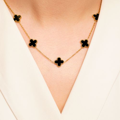 گردنبند استیل 304 (Van cleef) ون کلیف 13 میل طلایی