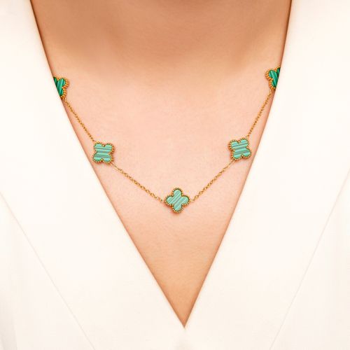 گردنبند استیل 304 (Van cleef) ون کلیف 13 میل  طلایی