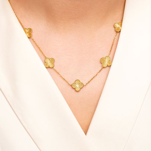 گردنبند استیل 304 (Van cleef) ون کلیف  13 میل طلایی