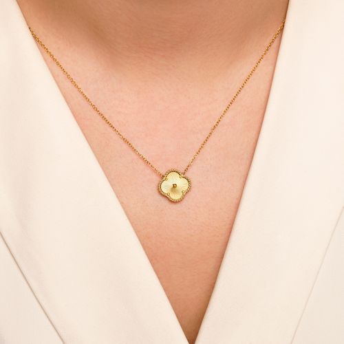گردنبند استیل 304 (Van cleef) ون کلیف 15میل طلایی