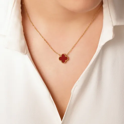 گردنبند استیل پلاک دار ونکلیف طلایی