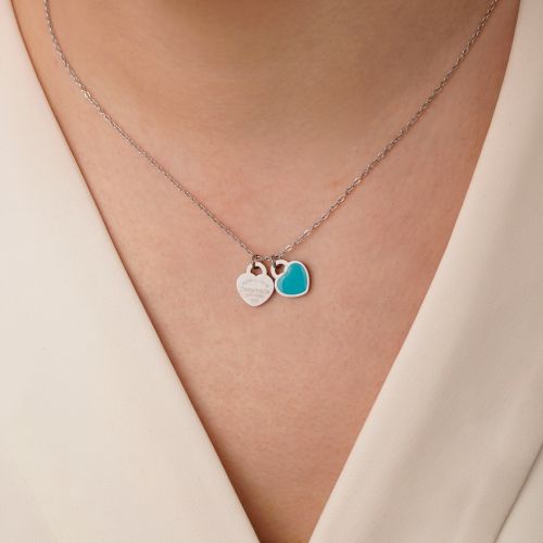 گردنبند استیل 304 پلاک دار تیفانی سفید