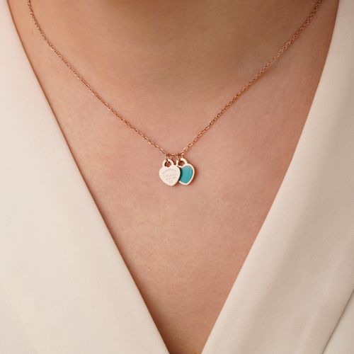 گردنبند استیل 304 پلاک دار تیفانی رزگلد