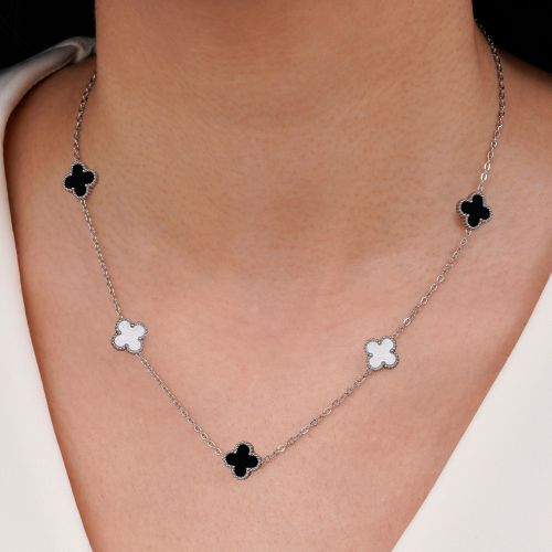 گردنبند ونکلیف مشکی،سفید استیل 304 نقره ای 11 میل