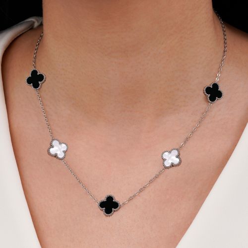 گردنبند ونکلیف مشکی،سفید استیل 304 نقره ای 13 میل