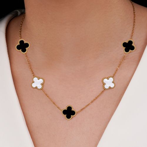 گردنبند ونکلیف مشکی،سفید استیل 304 طلایی 15میل