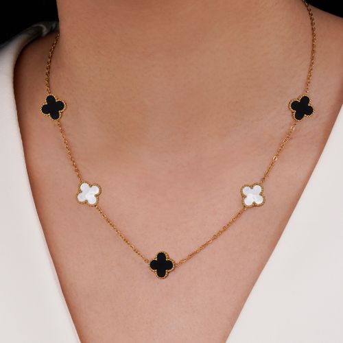 گردنبند ونکلیف مشکی،سفید استیل 304 طلایی 13میل