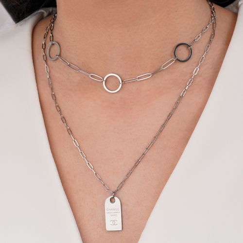 گردنبند شنل چند لاین استیل 304 نقره ای