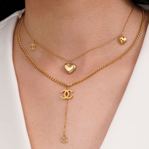 گردنبند شنل چند لاین استیل 304 طلایی  