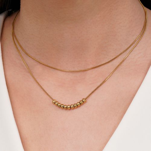 گردنبند چند لاین استیل 304 طلایی 