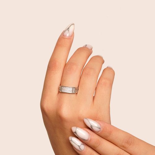انگشتر TRENDY کارتیرCartier نگین دار فری سایز سفید