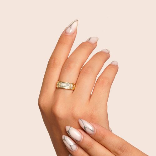 انگشتر TRENDY کارتیرCartier نگین دار فری سایز طلایی