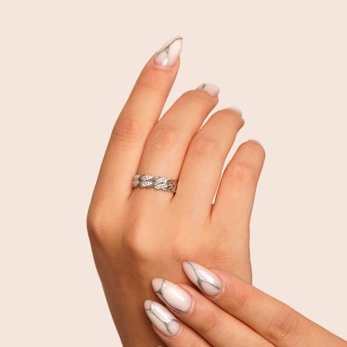 انگشتر TRENDY کارتیرCartier نگین دار فری سایز سفید