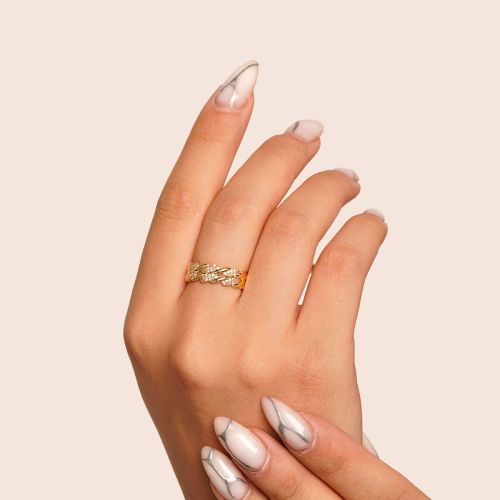 انگشتر TRENDY کارتیر Cartier نگین دار فری سایز طلایی