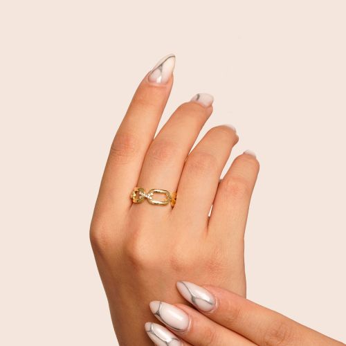 انگشتر TRENDY کارتیر  Cartier نگین دار فری سایز طلایی