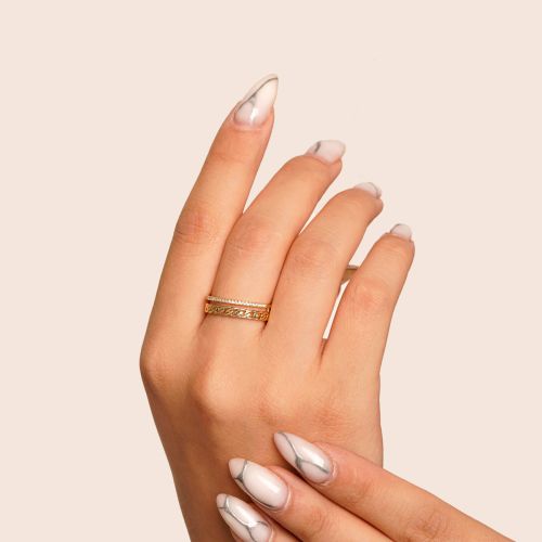انگشتر TRENDY کارتیر Cartier نگین دار فری سایز طلایی