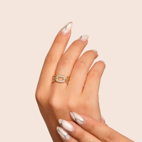 انگشتر TRENDYکارتیرCartier  نگین دار فری سایز طلایی